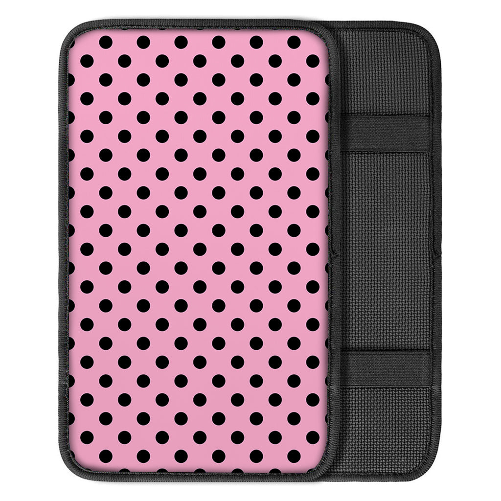 Pink And Black Polka Dot Pattern Print Car Center Console Cover