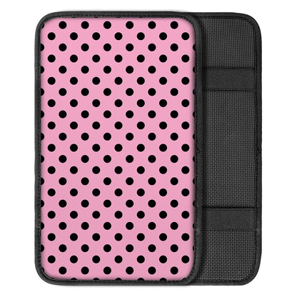 Pink And Black Polka Dot Pattern Print Car Center Console Cover