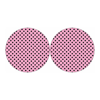 Pink And Black Polka Dot Pattern Print Car Coasters