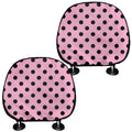 Pink And Black Polka Dot Pattern Print Car Headrest Covers