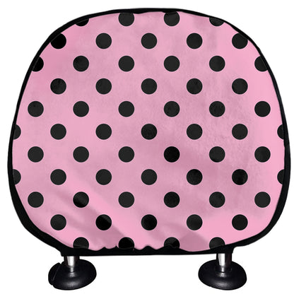 Pink And Black Polka Dot Pattern Print Car Headrest Covers