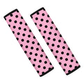 Pink And Black Polka Dot Pattern Print Car Seat Belt Covers