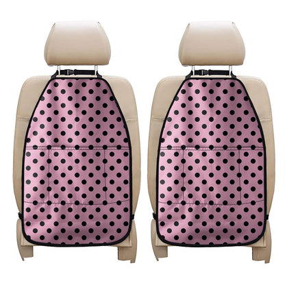 Pink And Black Polka Dot Pattern Print Car Seat Organizers