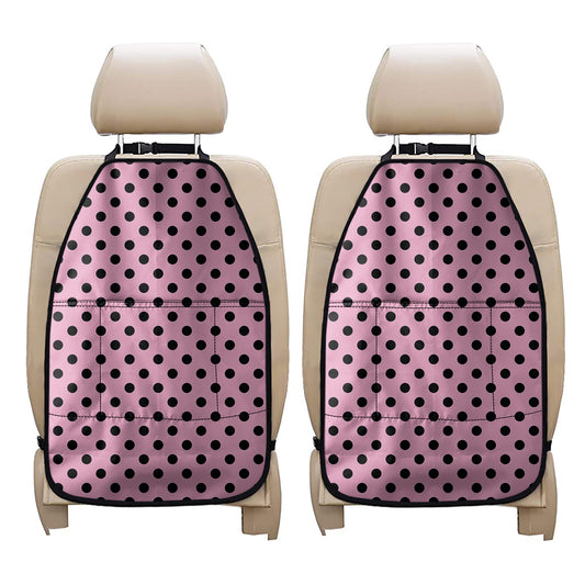 Pink And Black Polka Dot Pattern Print Car Seat Organizers