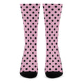 Pink And Black Polka Dot Pattern Print Crew Socks