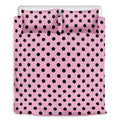 Pink And Black Polka Dot Pattern Print Duvet Cover Bedding Set