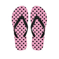 Pink And Black Polka Dot Pattern Print Flip Flops