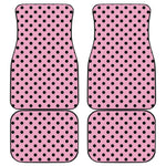 Pink And Black Polka Dot Pattern Print Front and Back Car Floor Mats