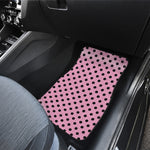Pink And Black Polka Dot Pattern Print Front and Back Car Floor Mats