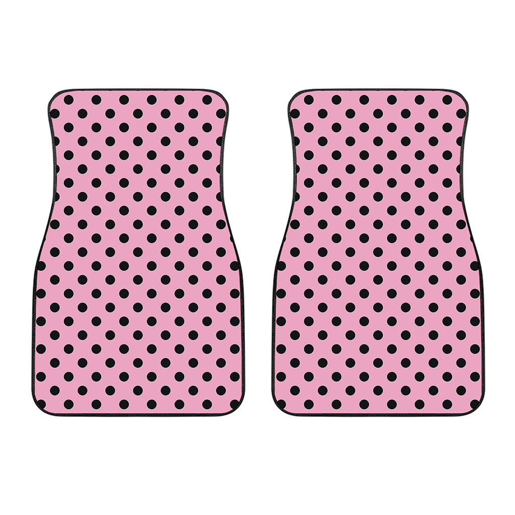 Pink And Black Polka Dot Pattern Print Front Car Floor Mats