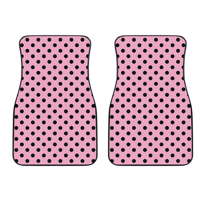 Pink And Black Polka Dot Pattern Print Front Car Floor Mats