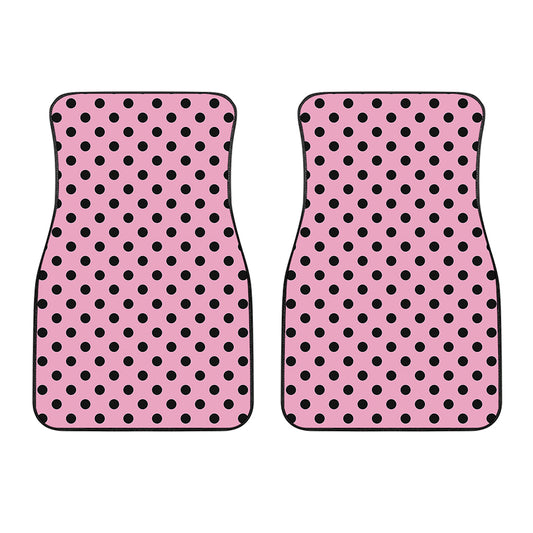 Pink And Black Polka Dot Pattern Print Front Car Floor Mats