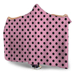 Pink And Black Polka Dot Pattern Print Hooded Blanket