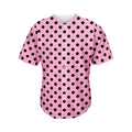 Pink And Black Polka Dot Pattern Print Men's Baseball Jersey