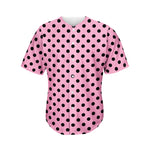 Pink And Black Polka Dot Pattern Print Men's Baseball Jersey