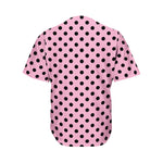 Pink And Black Polka Dot Pattern Print Men's Baseball Jersey