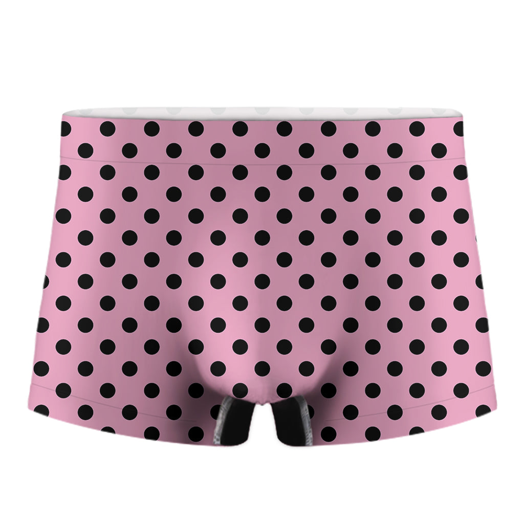 Pink And Black Polka Dot Pattern Print Men's Boxer Briefs