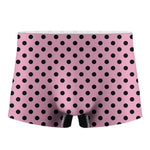 Pink And Black Polka Dot Pattern Print Men's Boxer Briefs