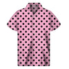 Pink And Black Polka Dot Pattern Print Men's Short Sleeve Shirt