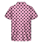 Pink And Black Polka Dot Pattern Print Men's Short Sleeve Shirt