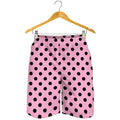 Pink And Black Polka Dot Pattern Print Men's Shorts