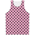 Pink And Black Polka Dot Pattern Print Men's Tank Top