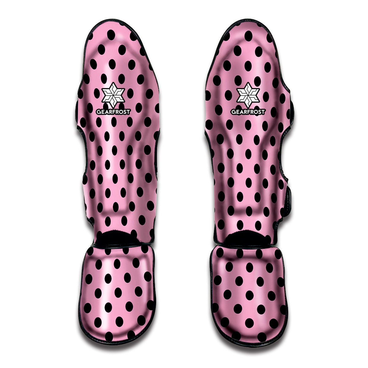 Pink And Black Polka Dot Pattern Print Muay Thai Shin Guard
