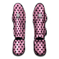 Pink And Black Polka Dot Pattern Print Muay Thai Shin Guards