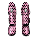 Pink And Black Polka Dot Pattern Print Muay Thai Shin Guard