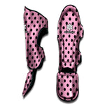 Pink And Black Polka Dot Pattern Print Muay Thai Shin Guard
