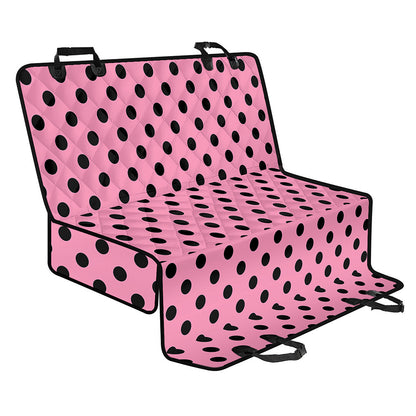 Pink And Black Polka Dot Pattern Print Pet Car Back Seat Cover