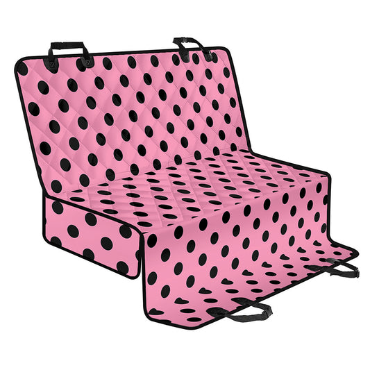 Pink And Black Polka Dot Pattern Print Pet Car Back Seat Cover