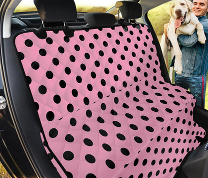 Pink And Black Polka Dot Pattern Print Pet Car Back Seat Cover