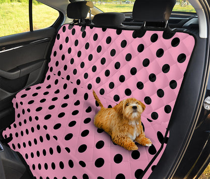 Pink And Black Polka Dot Pattern Print Pet Car Back Seat Cover