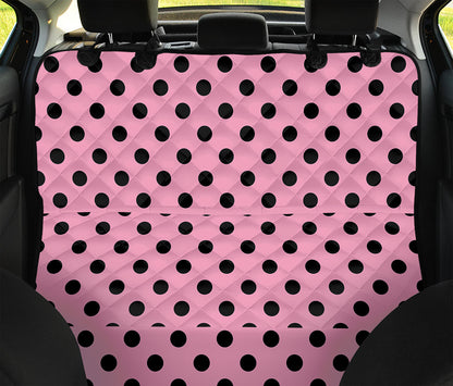 Pink And Black Polka Dot Pattern Print Pet Car Back Seat Cover