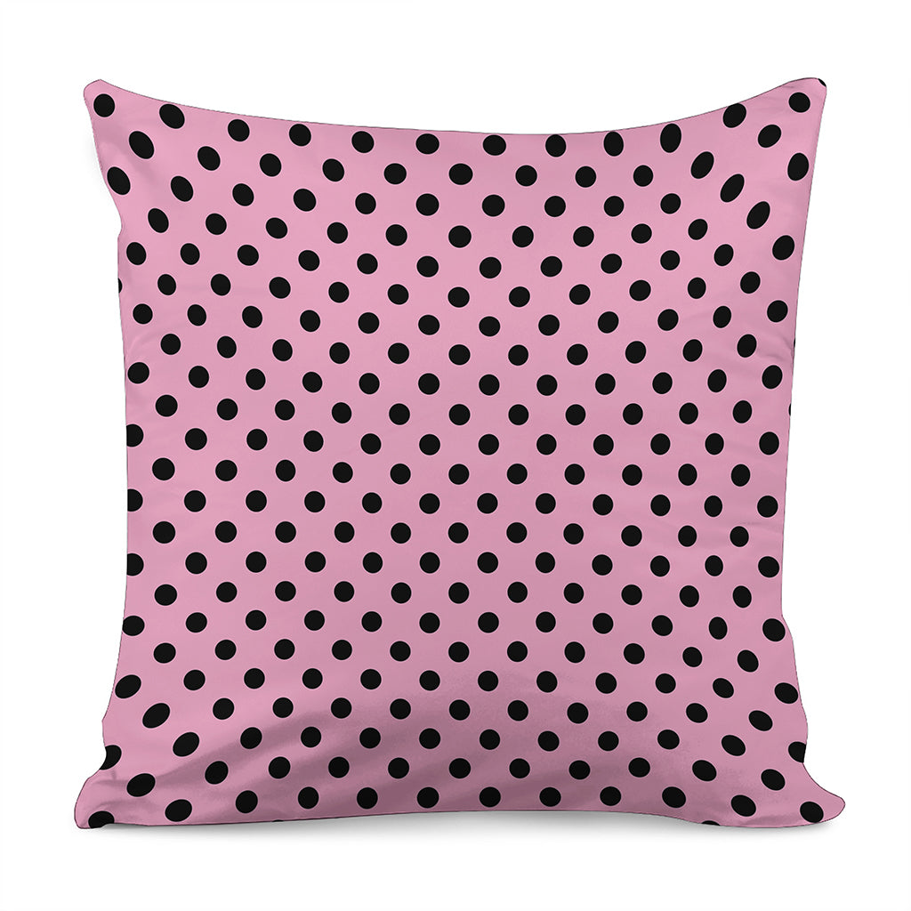 Pink And Black Polka Dot Pattern Print Pillow Cover