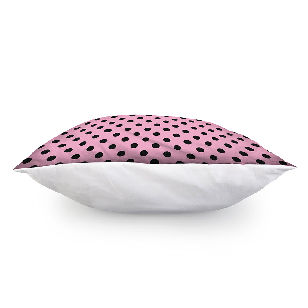 Pink And Black Polka Dot Pattern Print Pillow Cover