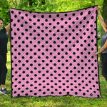 Pink And Black Polka Dot Pattern Print Quilt