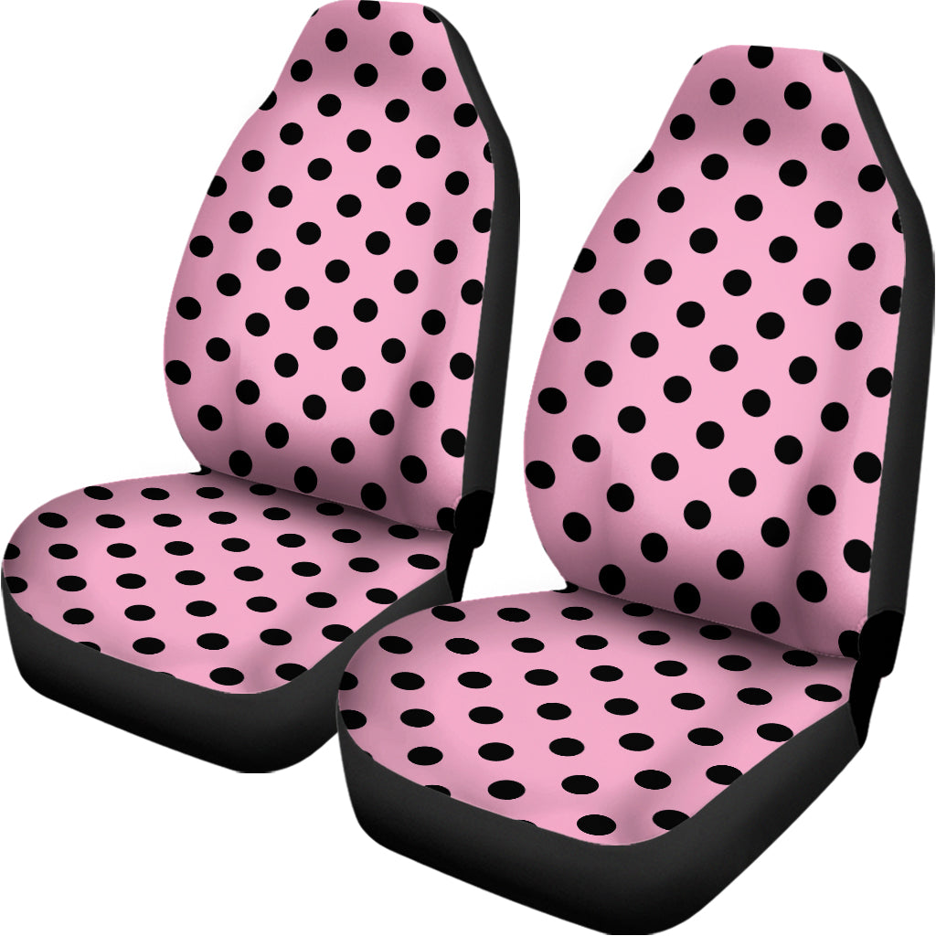 Pink And Black Polka Dot Pattern Print Universal Fit Car Seat Covers