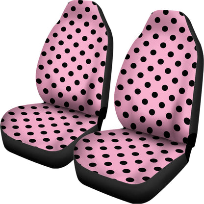 Pink And Black Polka Dot Pattern Print Universal Fit Car Seat Covers
