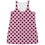 Pink And Black Polka Dot Pattern Print Women's Racerback Tank Top