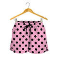 Pink And Black Polka Dot Pattern Print Women's Shorts