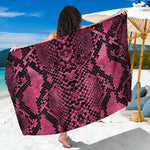 Pink And Black Snakeskin Print Beach Sarong Wrap