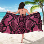 Pink And Black Snakeskin Print Beach Sarong Wrap
