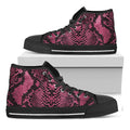Pink And Black Snakeskin Print Black High Top Sneakers