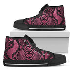 Pink And Black Snakeskin Print Black High Top Shoes