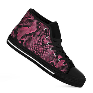 Pink And Black Snakeskin Print Black High Top Shoes