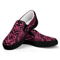 Pink And Black Snakeskin Print Black Slip On Sneakers