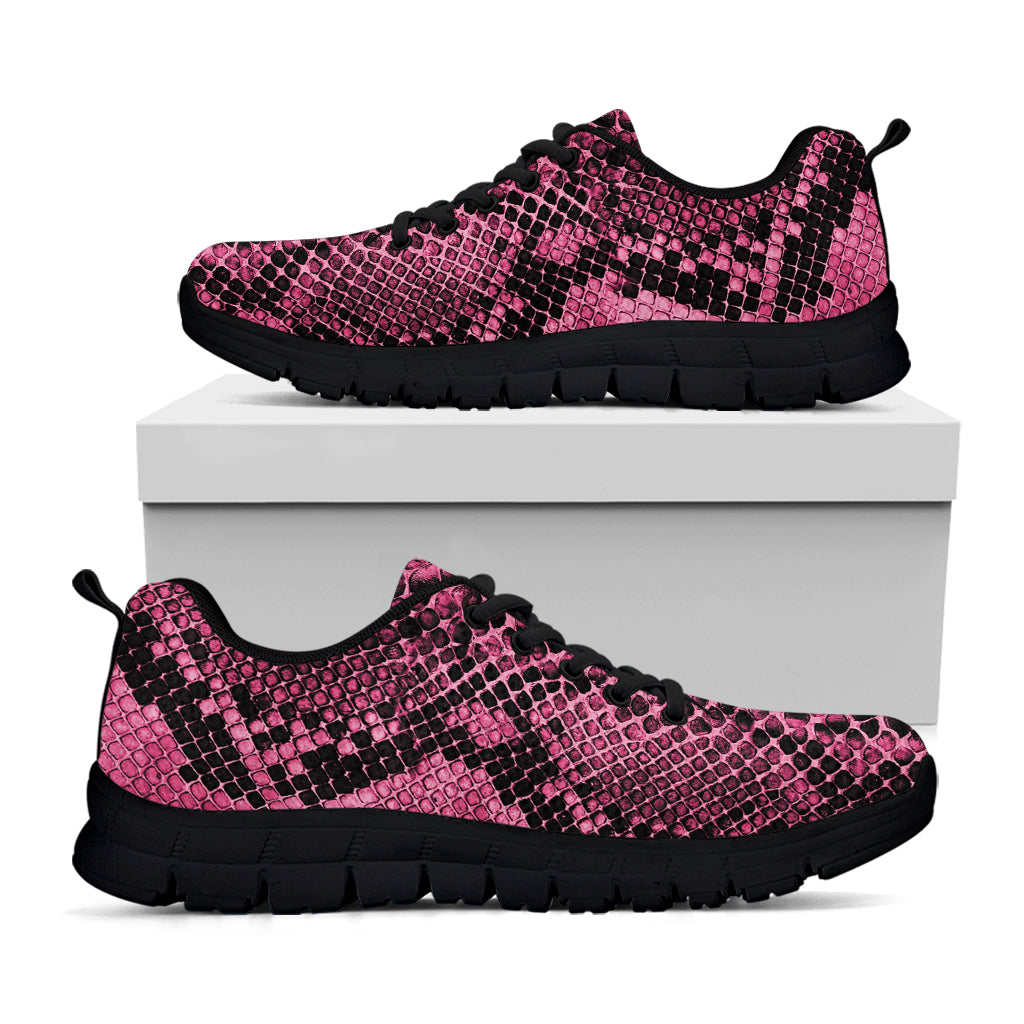 Pink And Black Snakeskin Print Black Sneakers
