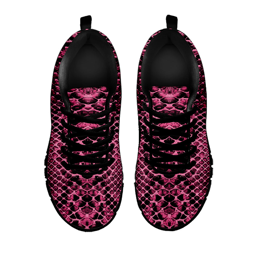 Pink And Black Snakeskin Print Black Sneakers